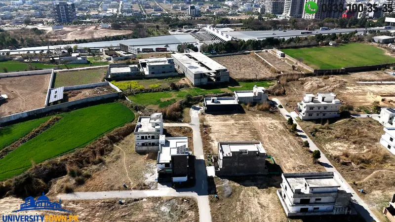 Motorway toll plaza near university town entrance